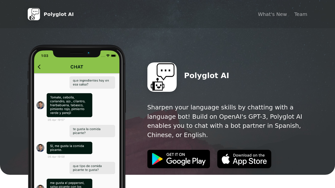 Polyglot AI Landing page