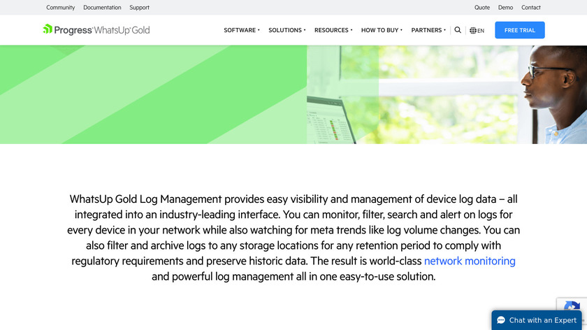 WhatsUp Log Management Landing Page