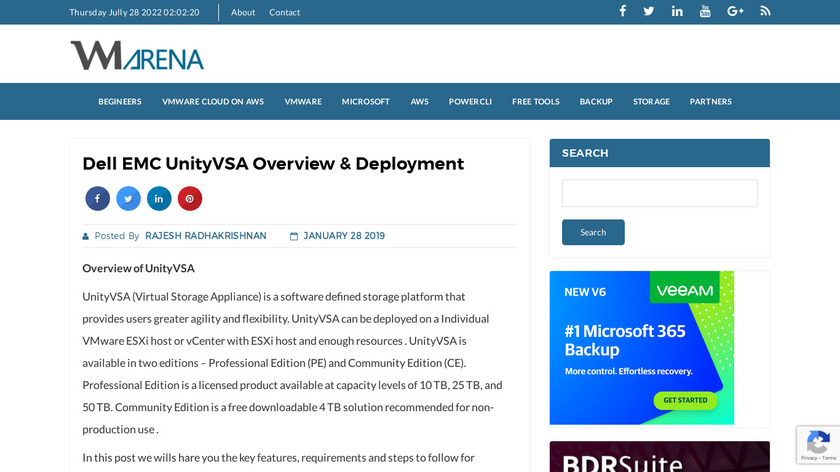 Dell EMC UnityVSA Landing Page