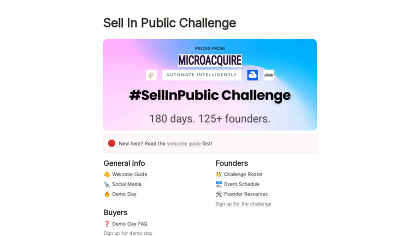 Sell In Public Challenge Landing Page