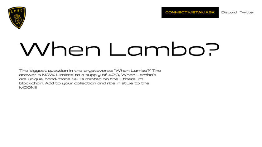 When Lambo? Landing Page