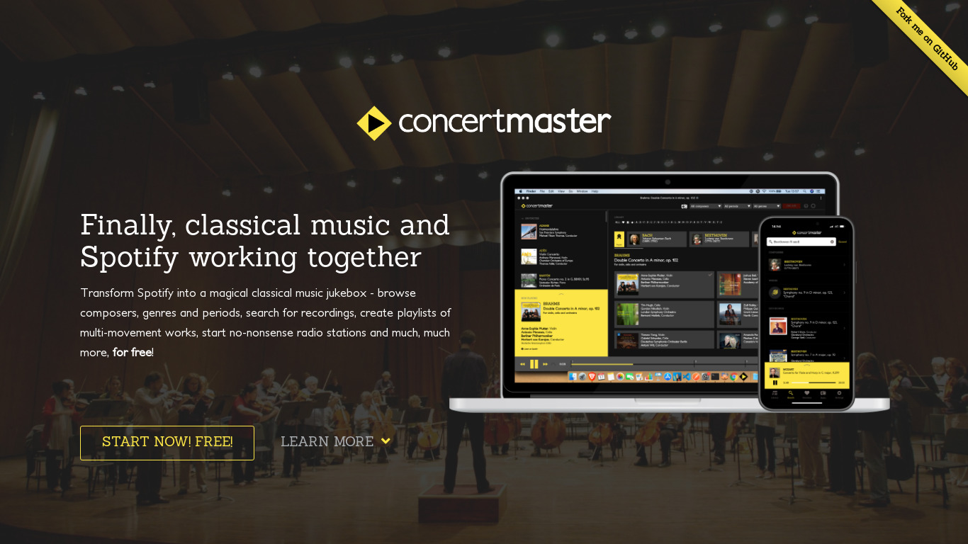 Concertmaster Landing page