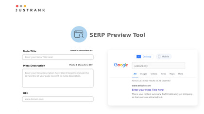 JustRank SERP Snippet Preview image