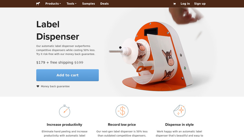 Label Dispenser by Sticker Mule Landing Page