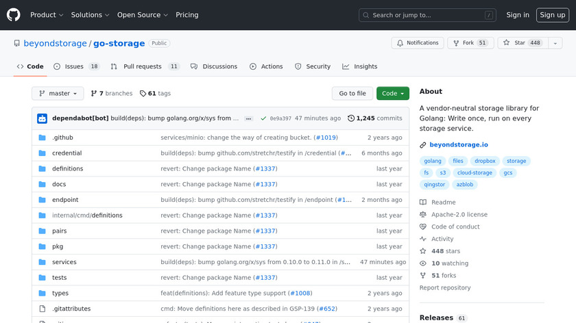 go-storage Landing Page