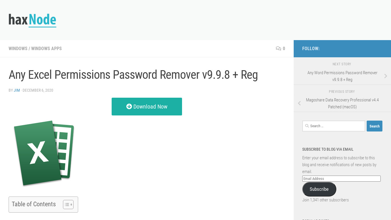 Any Excel Permissions Password Remover Landing page
