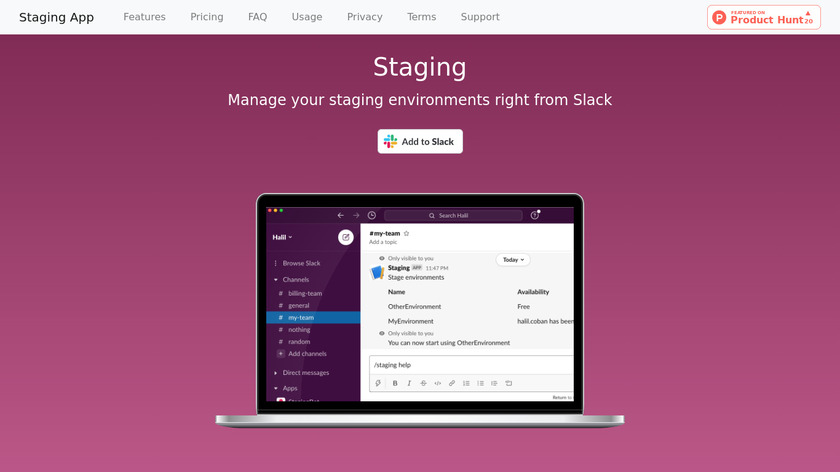 Staging App Landing Page