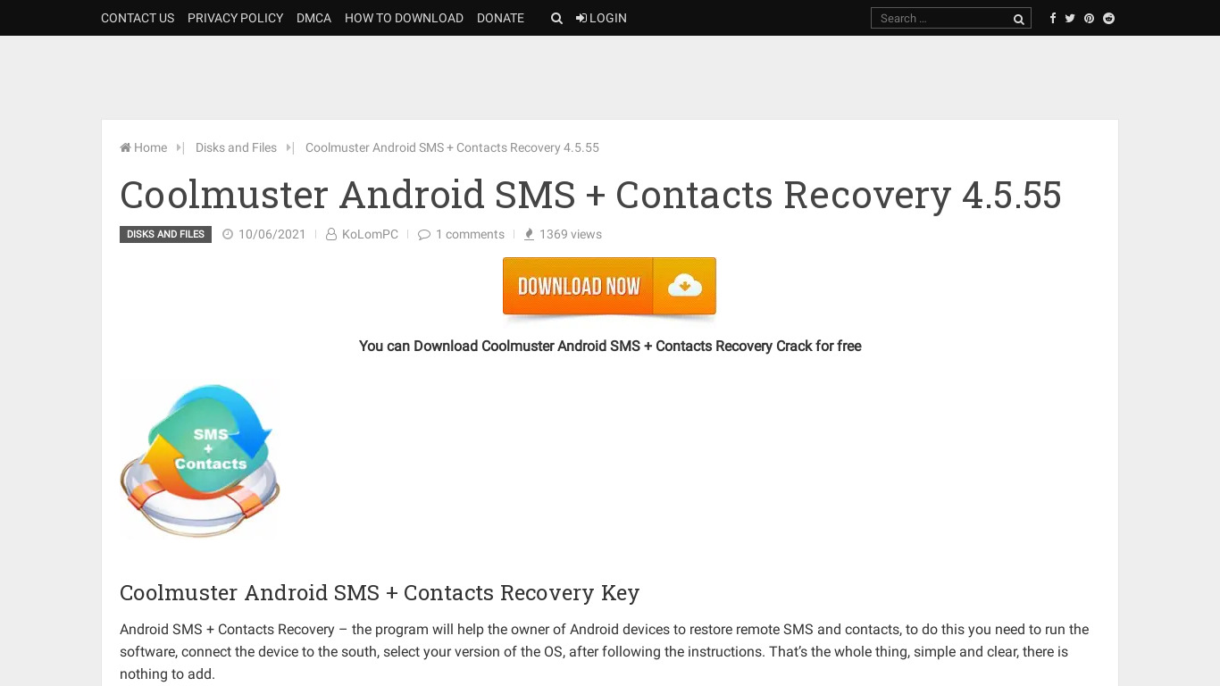 Coolmuster Android SMS+Contacts Recovery Landing page