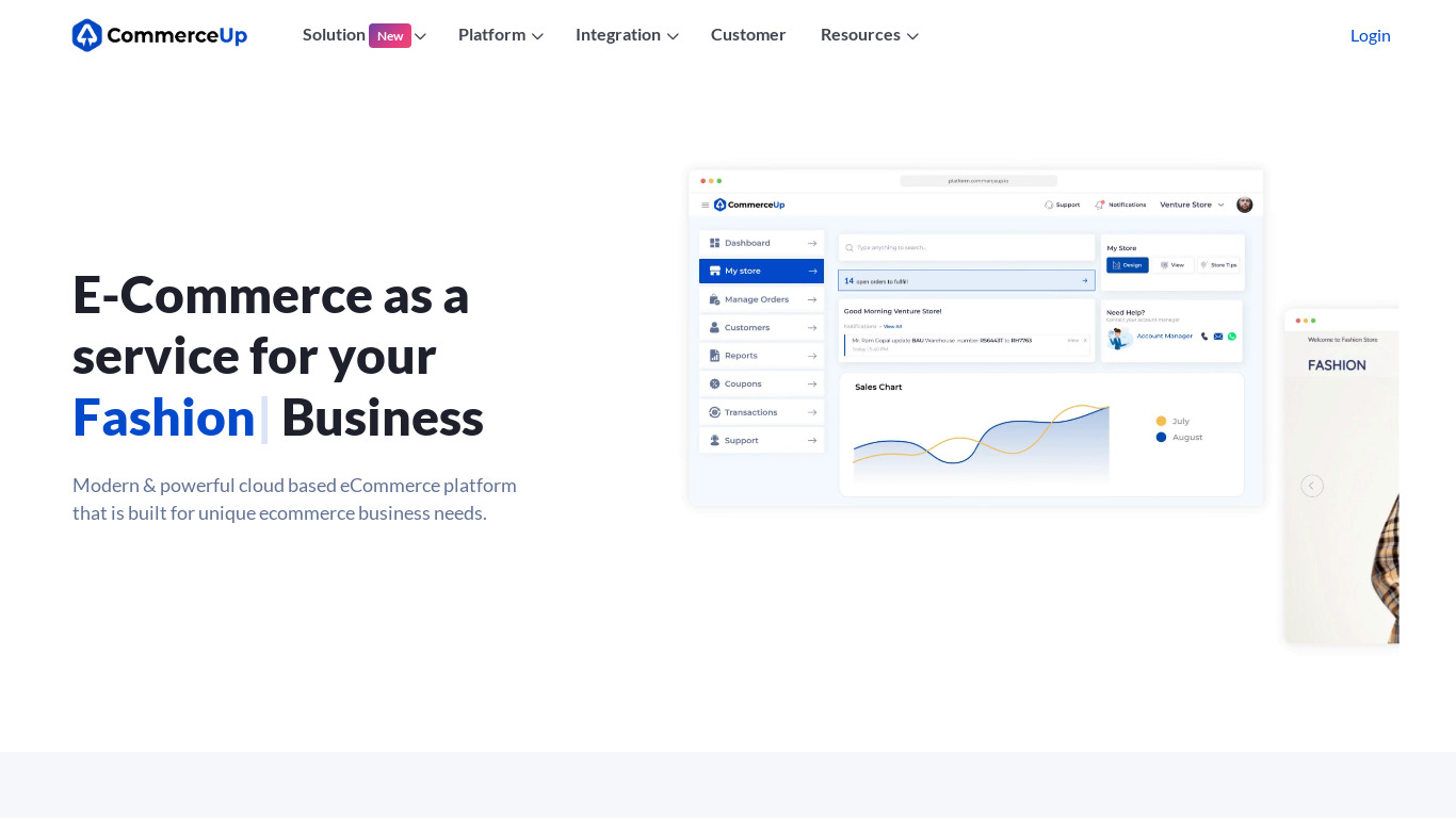 Commerceup Landing page