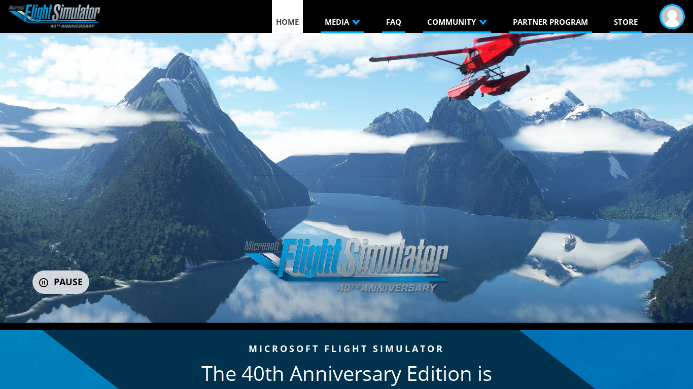 Microsoft Flight Simulator Landing page