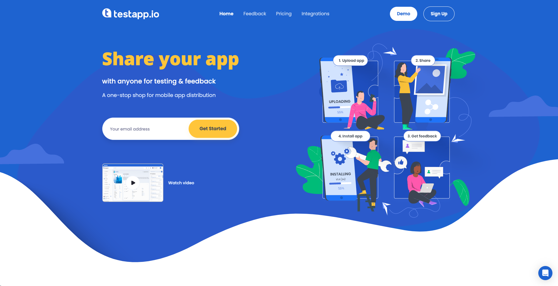 TestApp.io Landing page