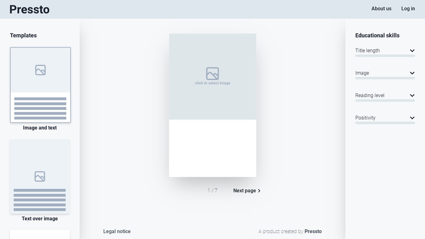 Pressto Landing Page