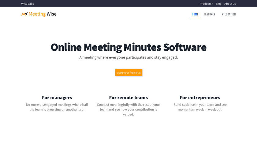 MeetingWise Landing Page