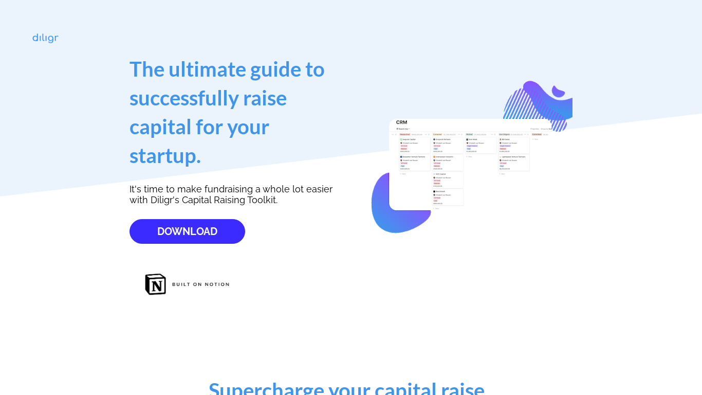 Capital Raising Toolkit Landing page