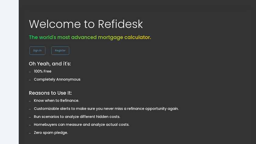 Refidesk Landing Page