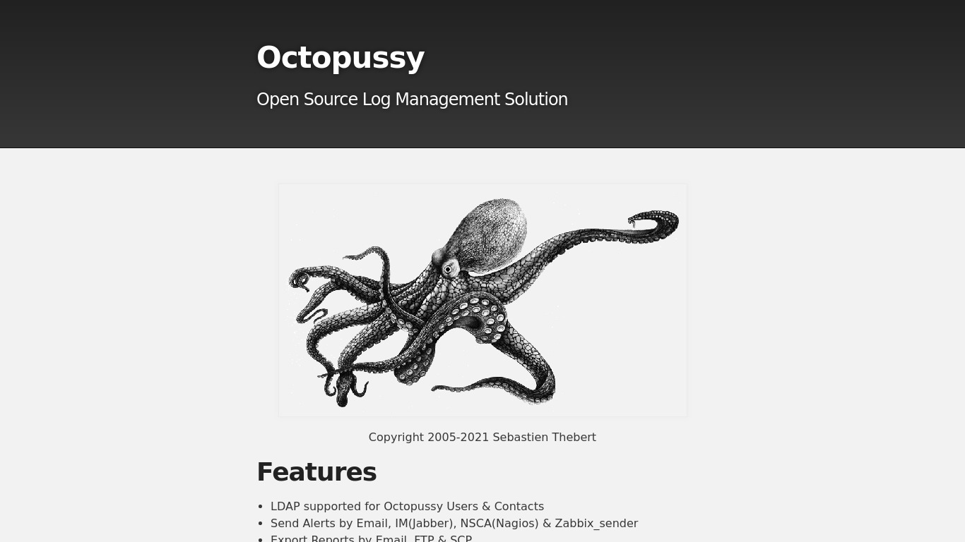 Octopussy.pm Landing page