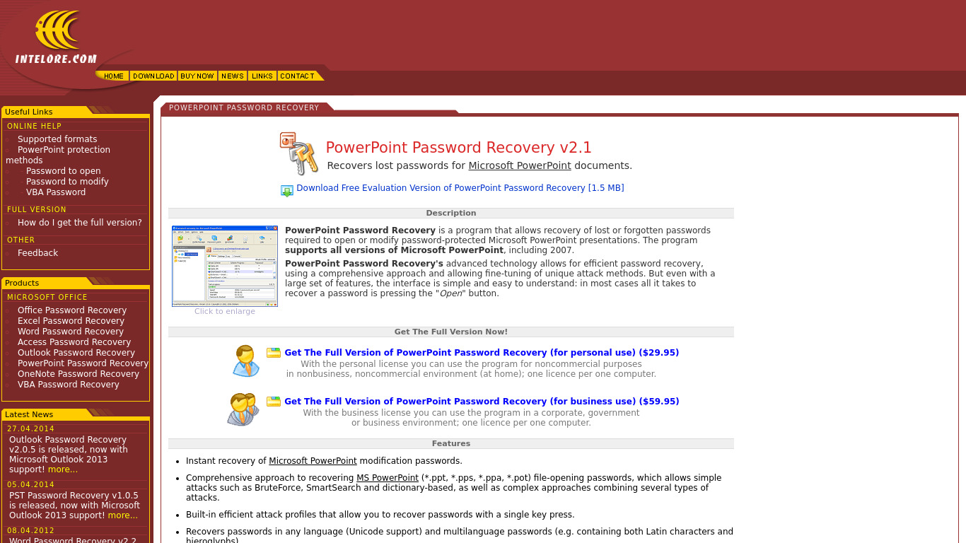 Any PowerPoint Password Recovery Landing page