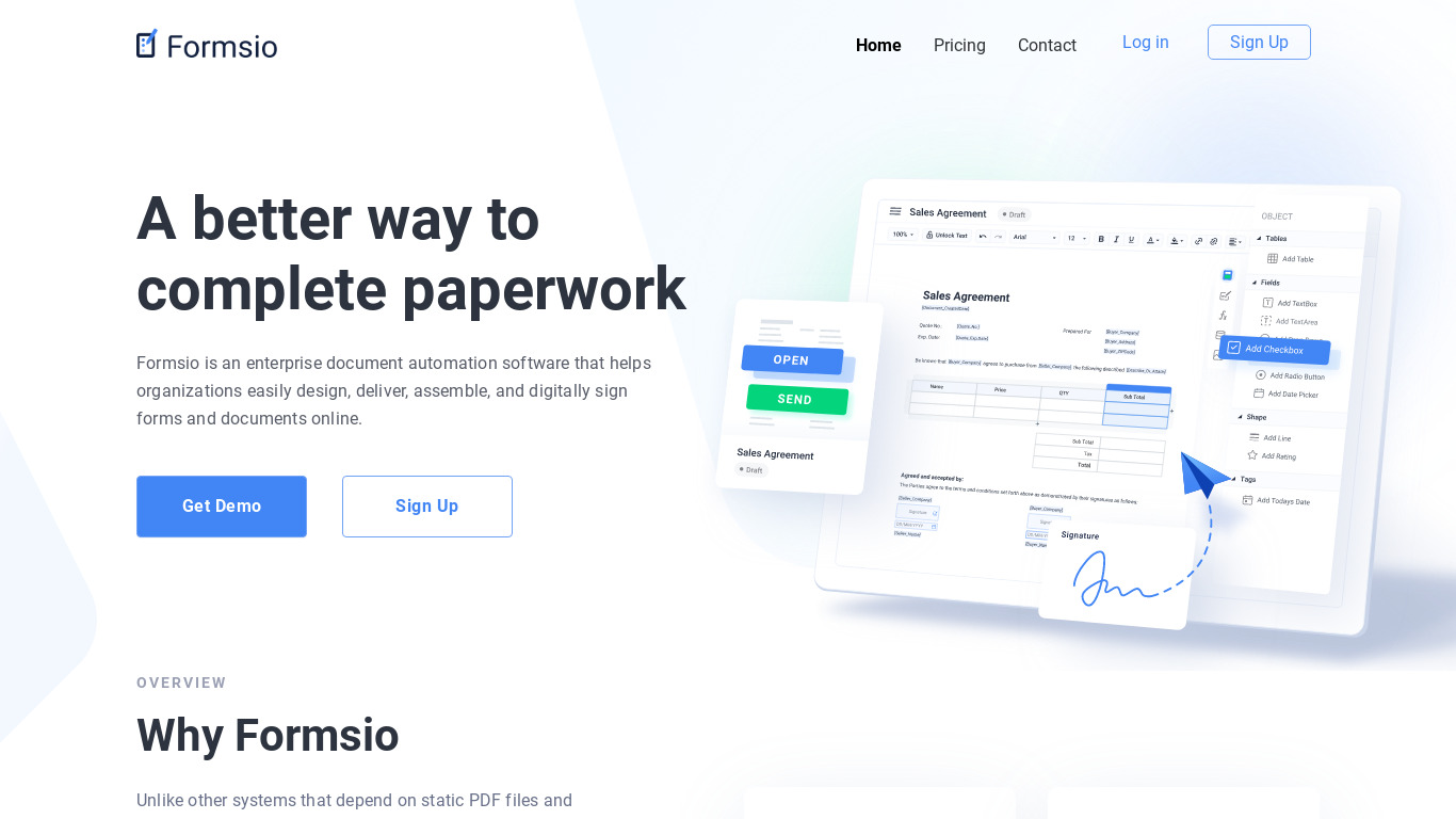 Formsio Landing page