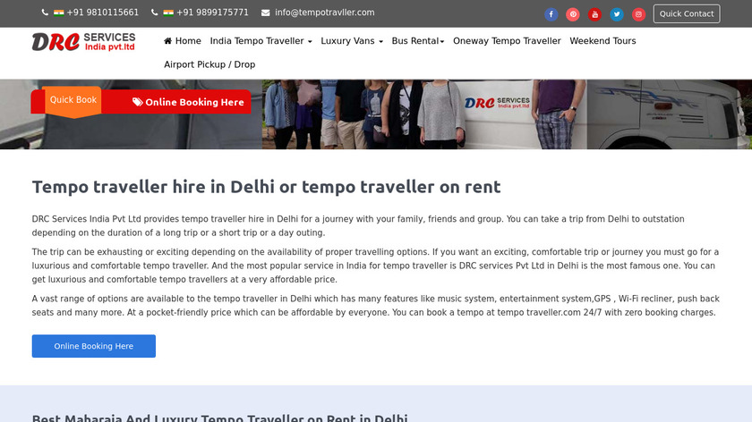Tempo Traveller Landing Page