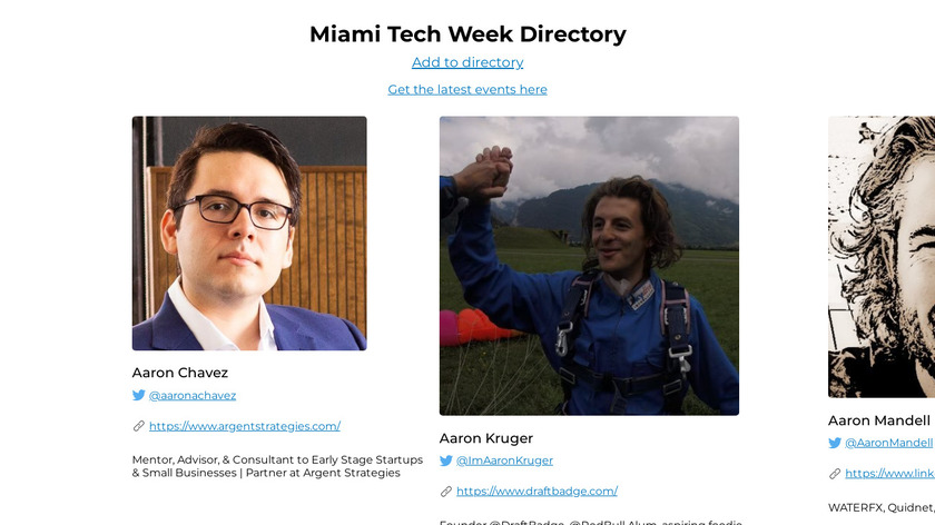 Miami Tech Twitter Directory Landing Page
