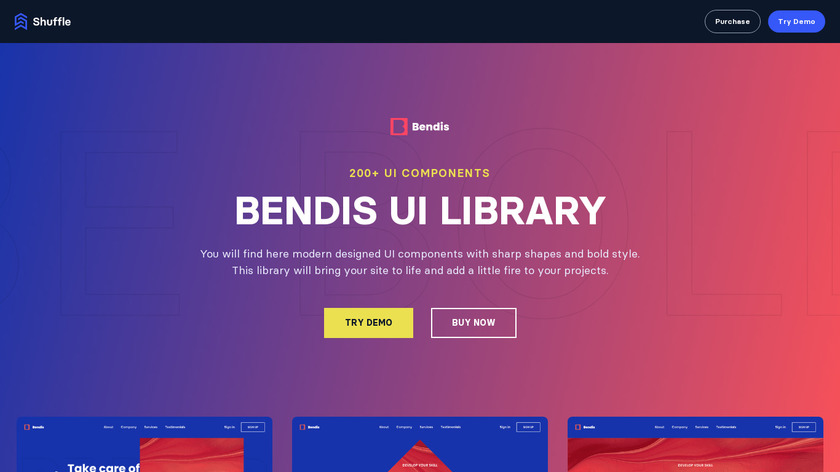 Bendis UI Library by Shuffle Landing Page