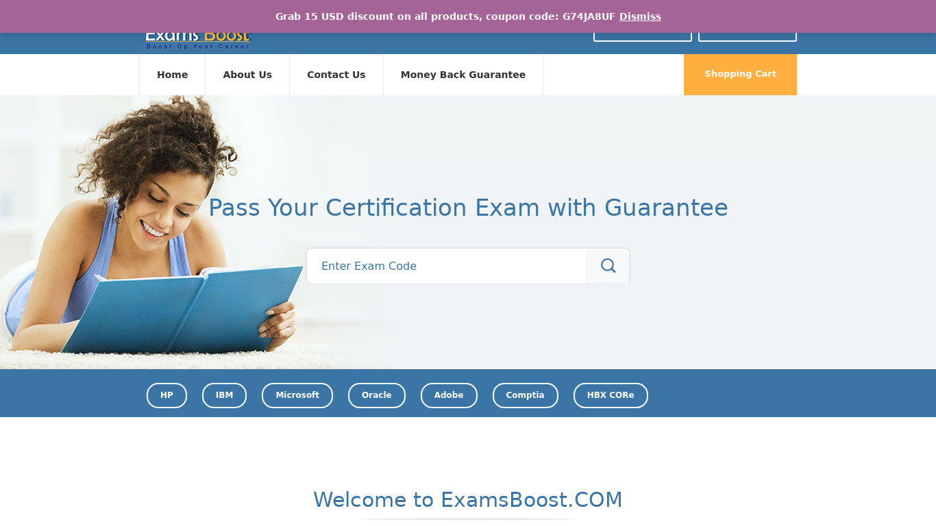 ExamsBoost Landing page