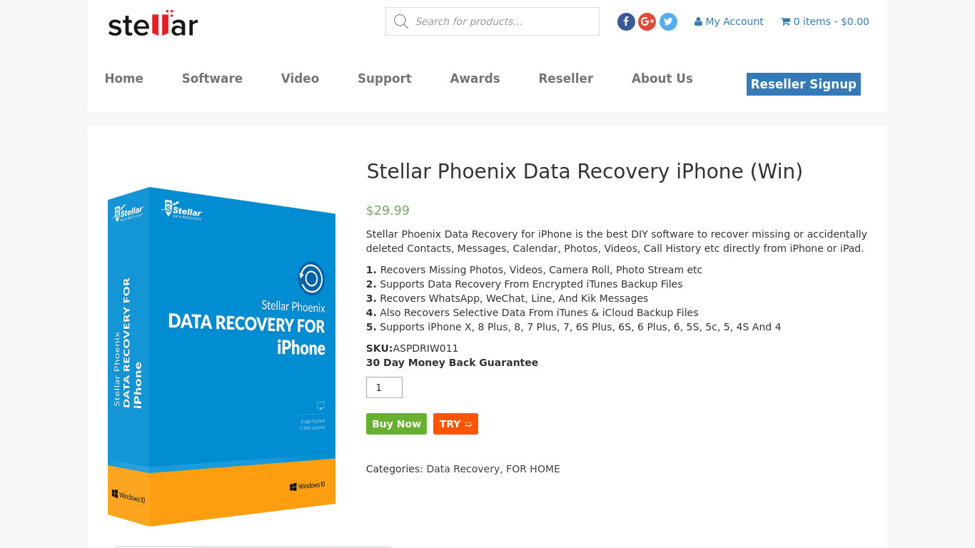 Stellar Data Recovery for iPhone Landing page
