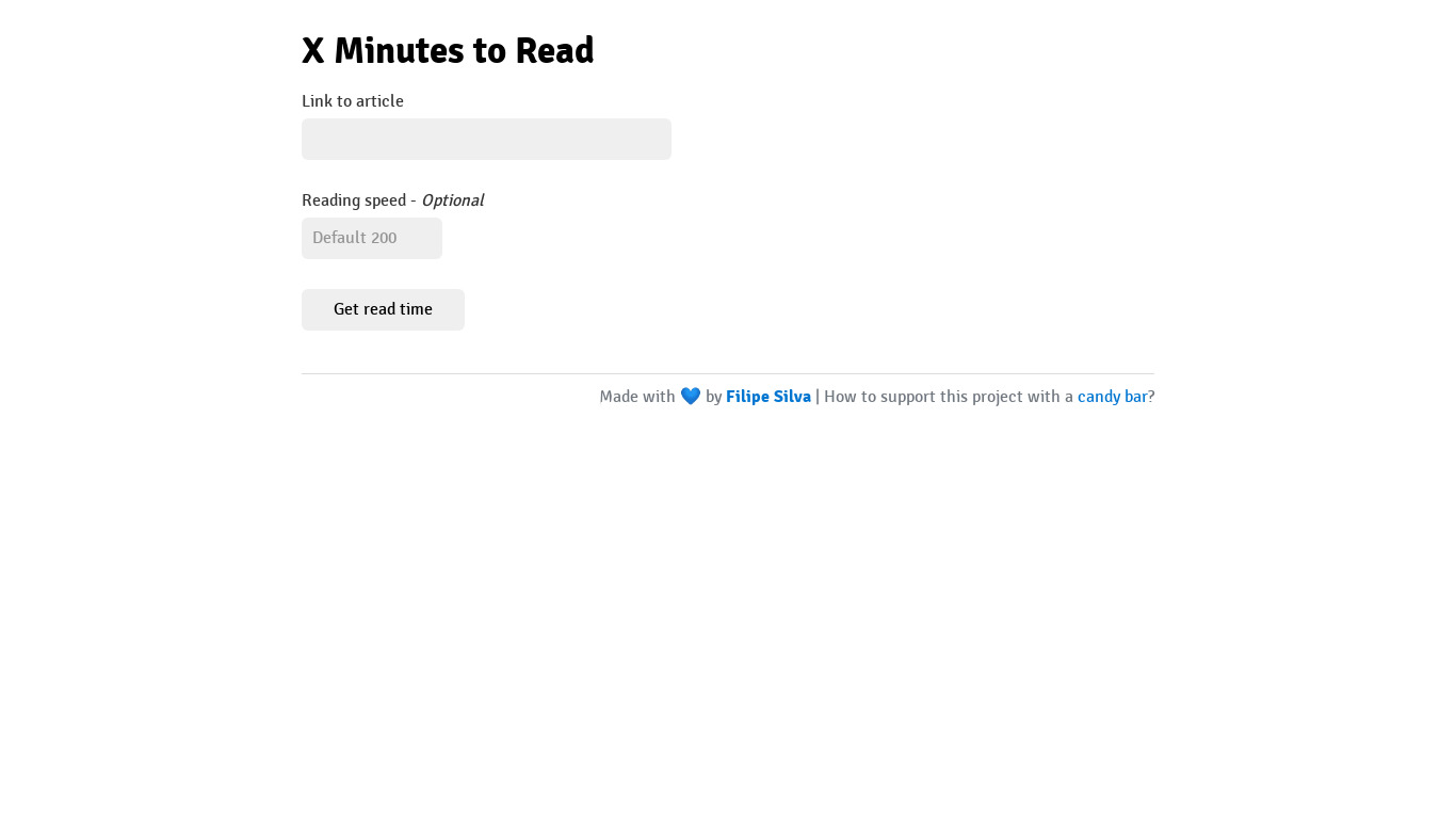 X Minutes to Read Landing page