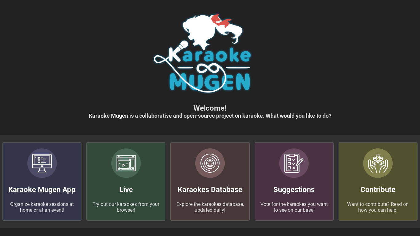 Karaoke Mugen Landing page
