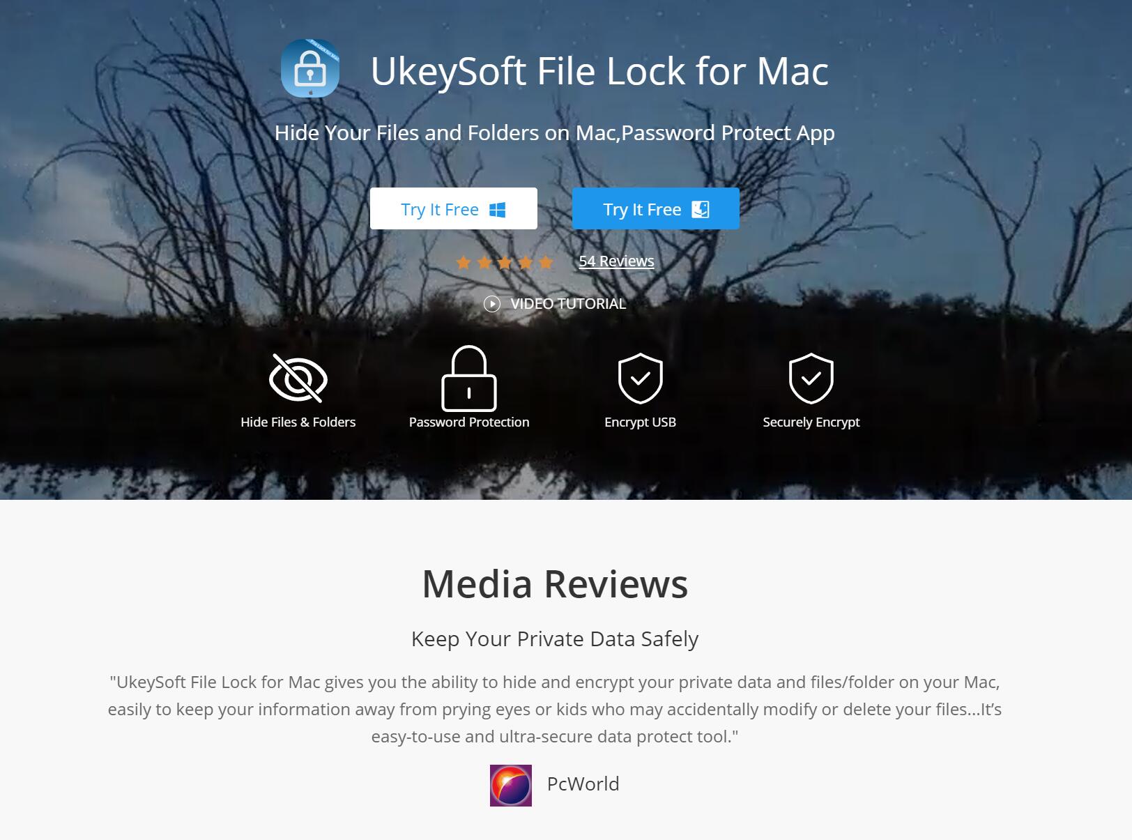 UkeySoft File Lock for Mac Landing page