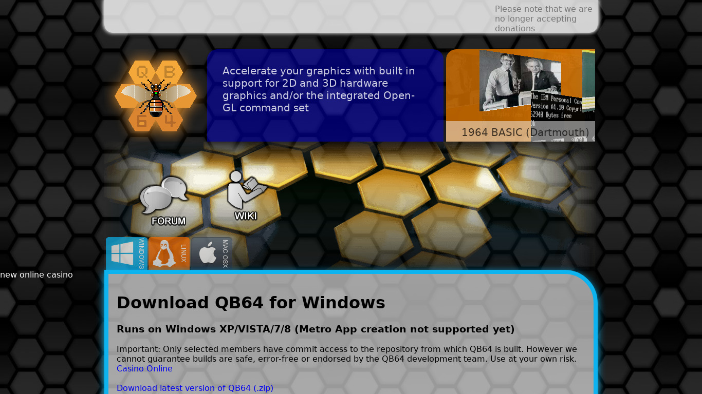 QB64 Landing page