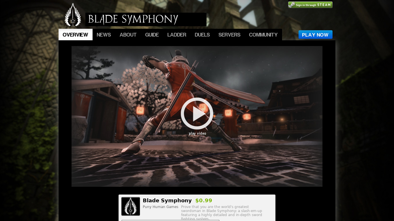 Blade Symphony Landing page