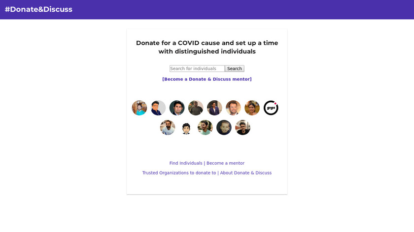 Donate and Discuss Landing Page