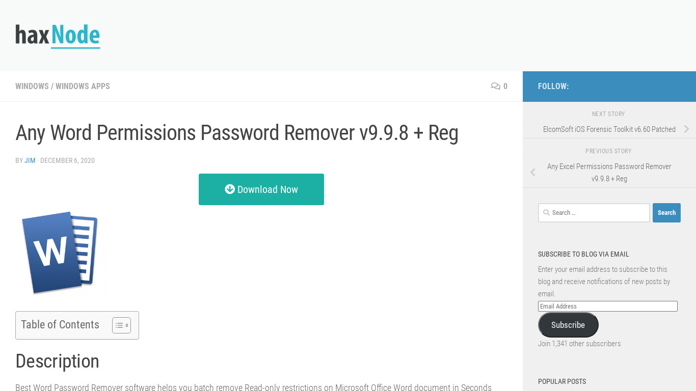 Any Word Permissions Password Remover Landing page