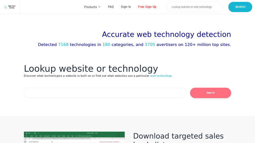 WebTechSurvey Landing Page