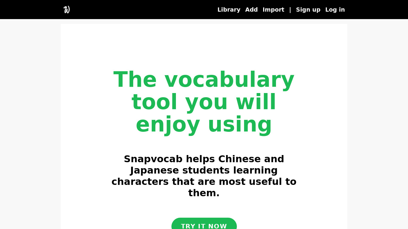 SnapVocab Landing page