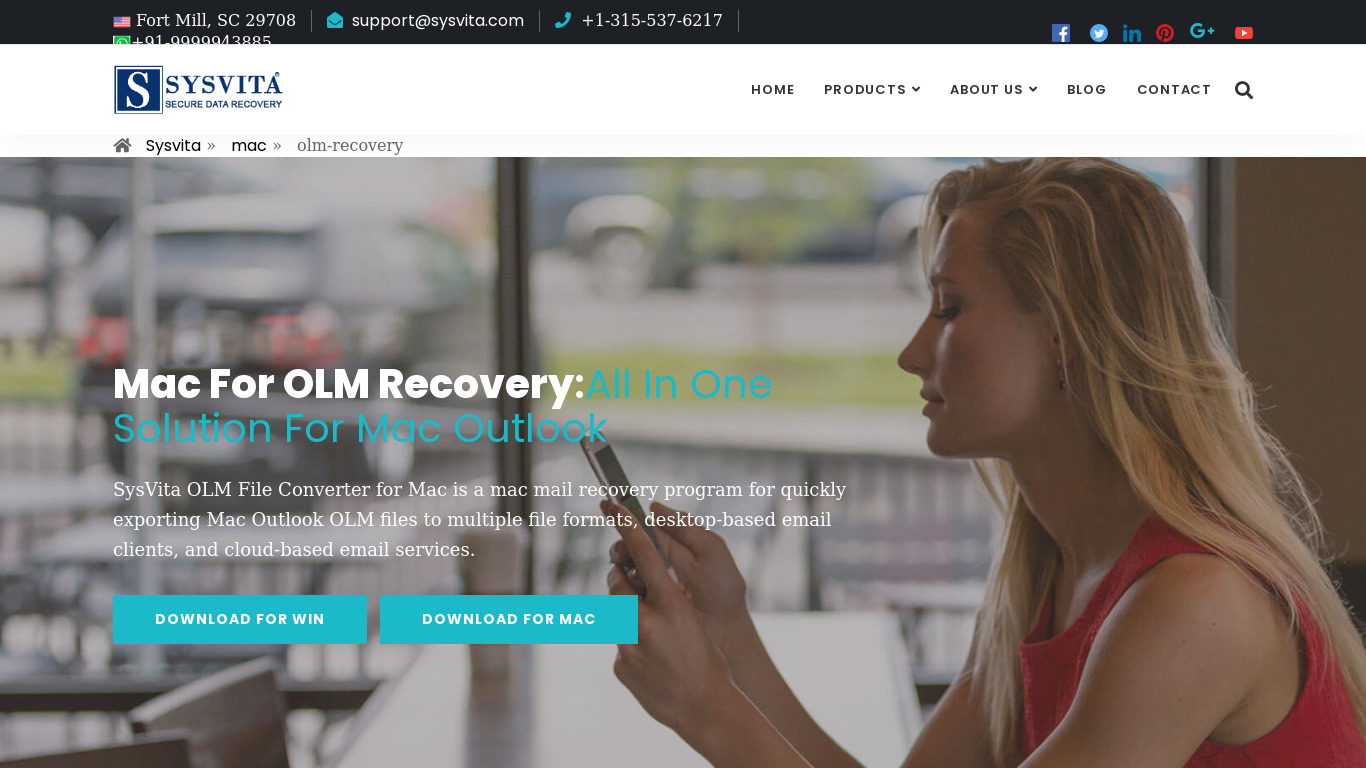 SysVita OLM Recovery for Mac Landing page