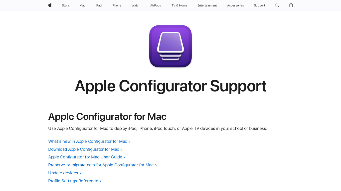 Apple Configurator 2 Landing page