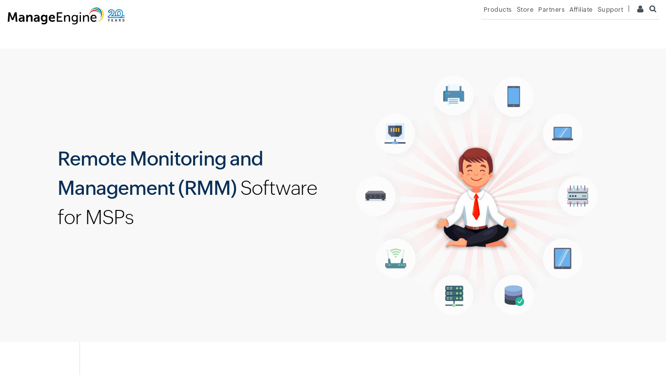 ManageEngine RMM Central Landing page