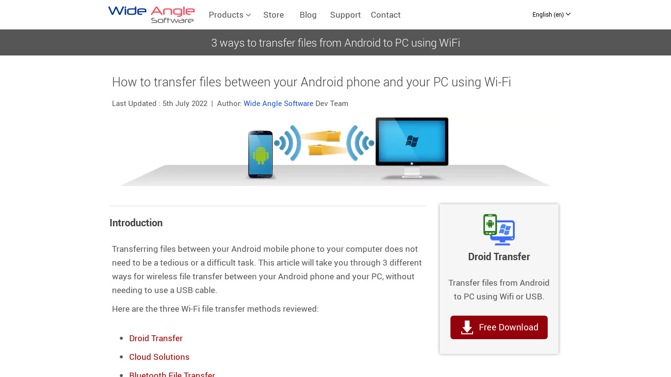 Android Wifi File Transfer Landing page