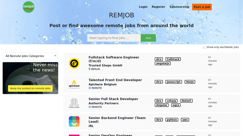 Remjob IO Landing Page