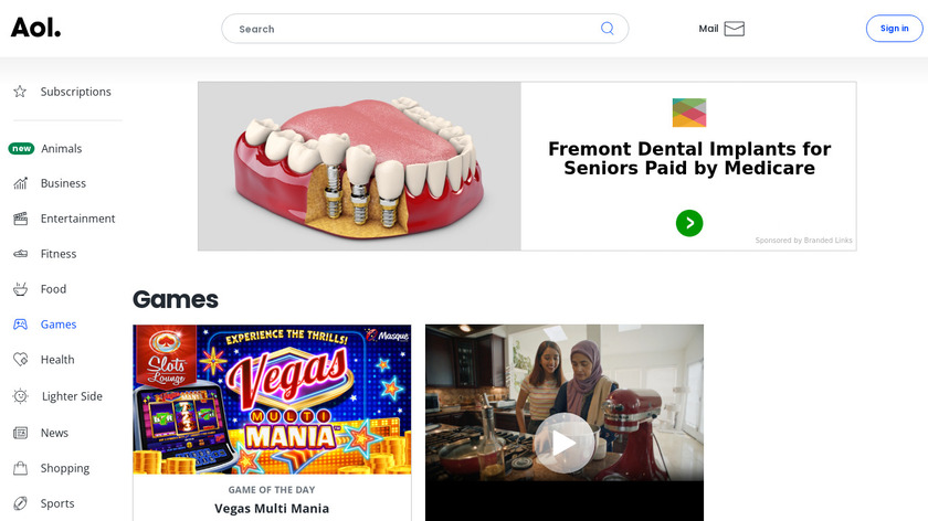 AOL Games Landing Page