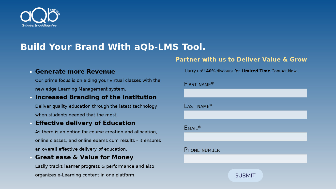 aQb LMS Landing page