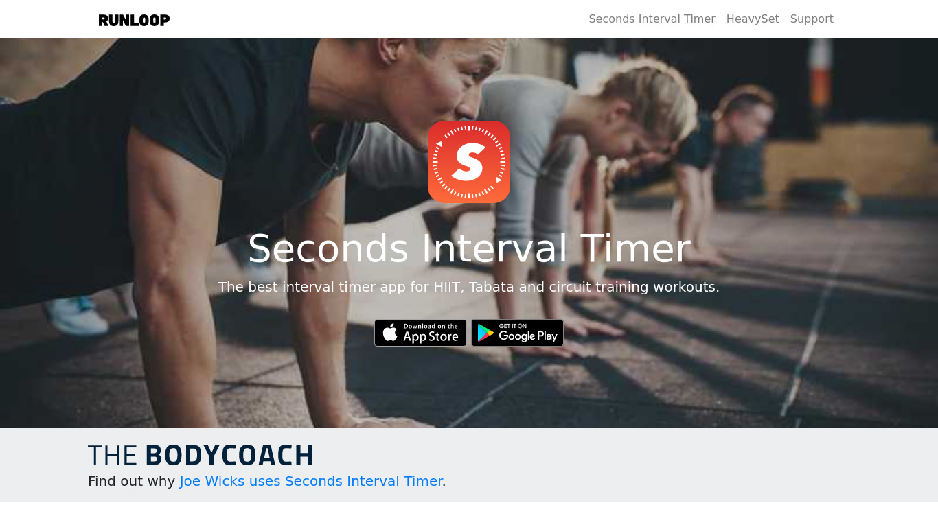 Seconds Interval Timer Landing page