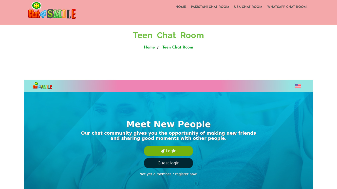 Teen Chat Room Landing page