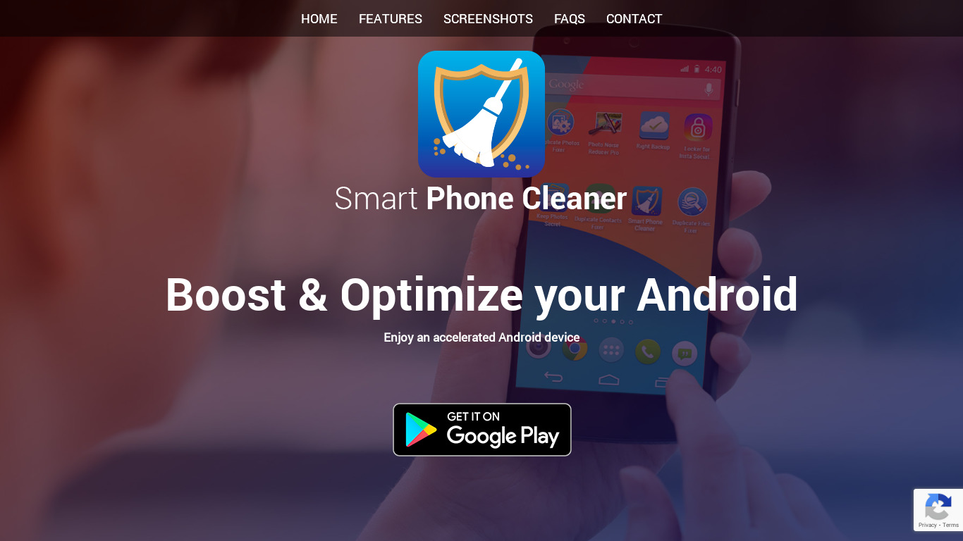 Android Cleaner Landing page