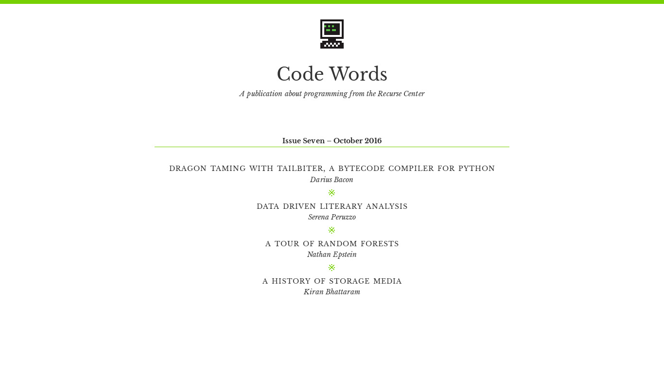 Code Words Landing page