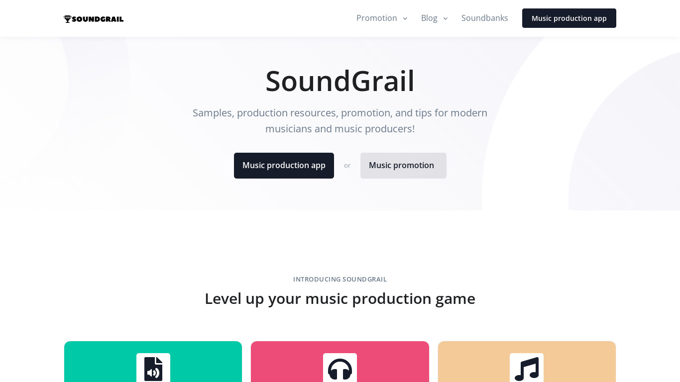 SoundGrail Landing page