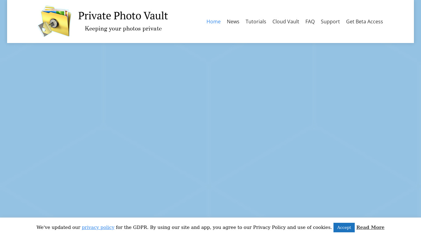 Private Photo Vault Landing page
