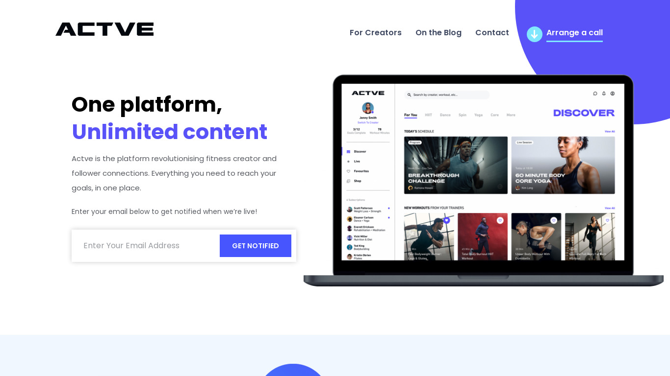 Actve Landing page